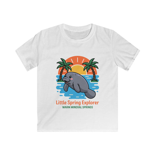 Little Spring Explorer Sunset Manatee Warm Mineral Springs Kids T-Shirt