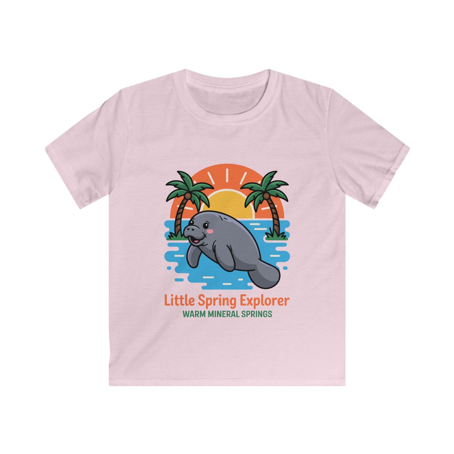 Little Spring Explorer Sunset Manatee Warm Mineral Springs Kids T-Shirt
