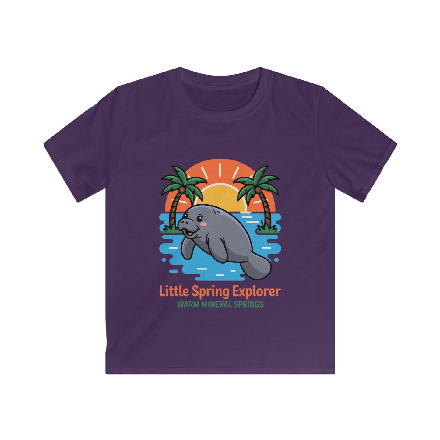 Little Spring Explorer Sunset Manatee Warm Mineral Springs Kids T-Shirt