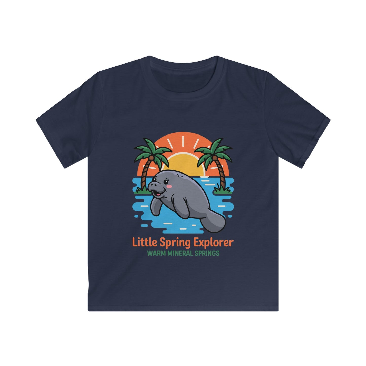 Little Spring Explorer Sunset Manatee Warm Mineral Springs Kids T-Shirt
