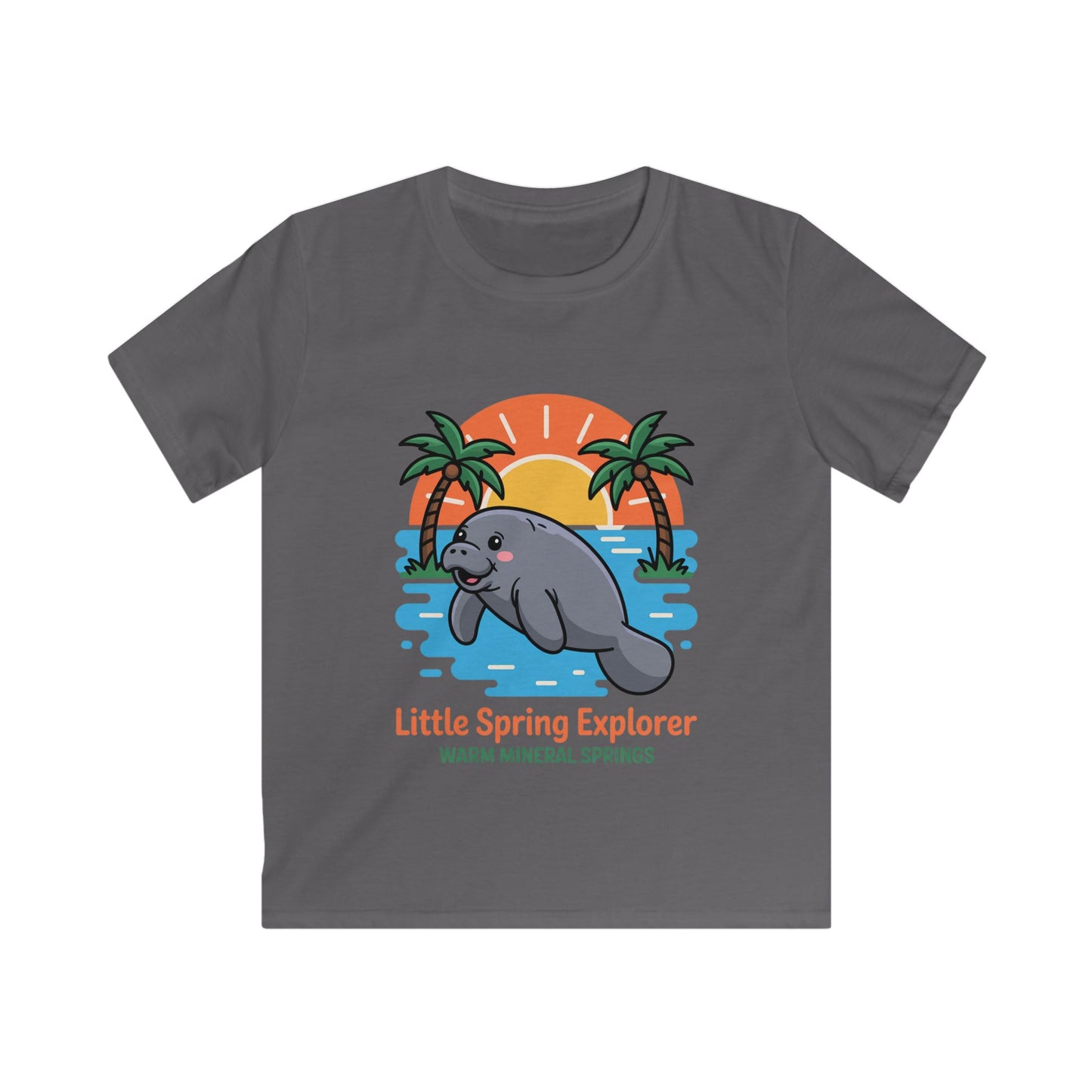 Little Spring Explorer Sunset Manatee Warm Mineral Springs Kids T-Shirt