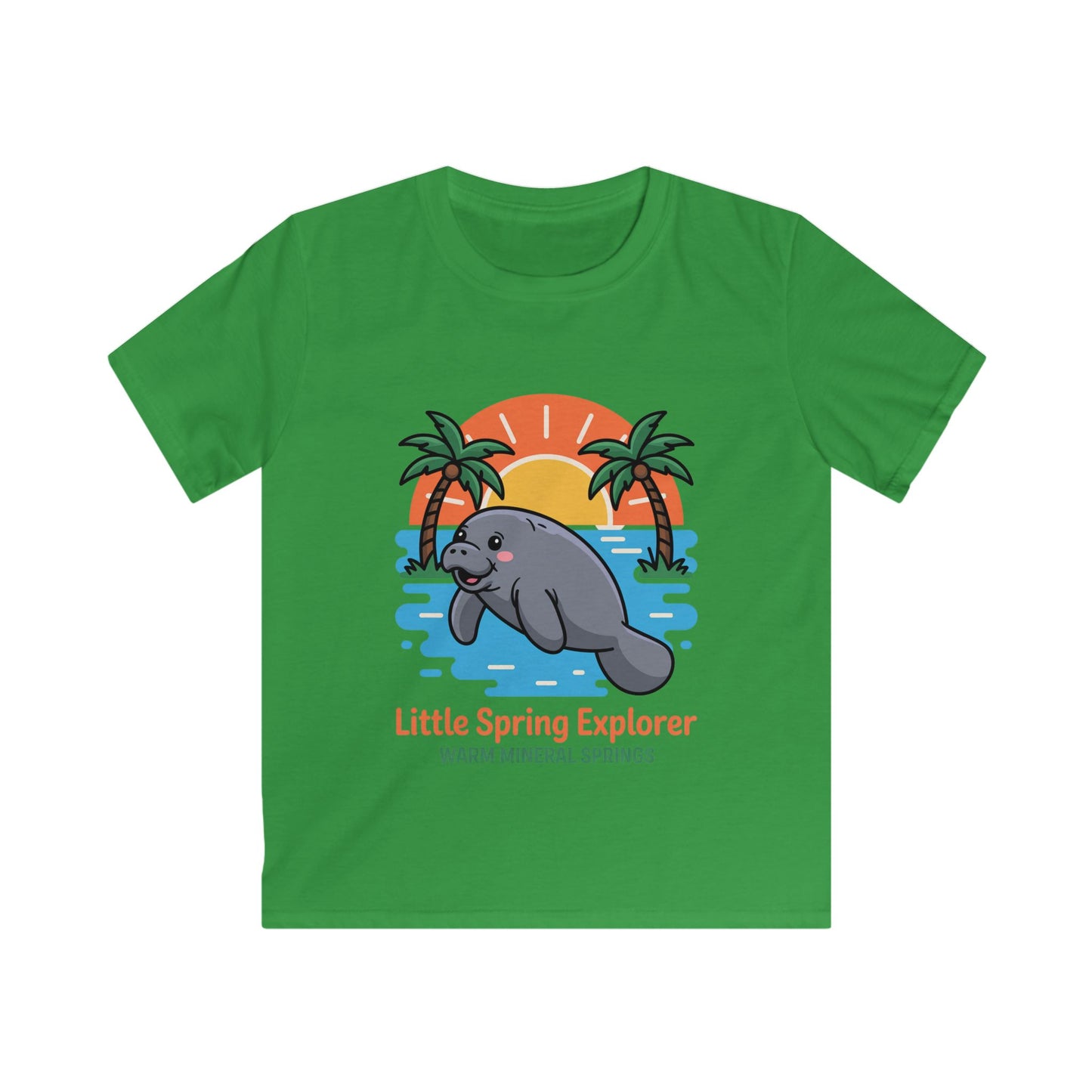 Little Spring Explorer Sunset Manatee Warm Mineral Springs Kids T-Shirt
