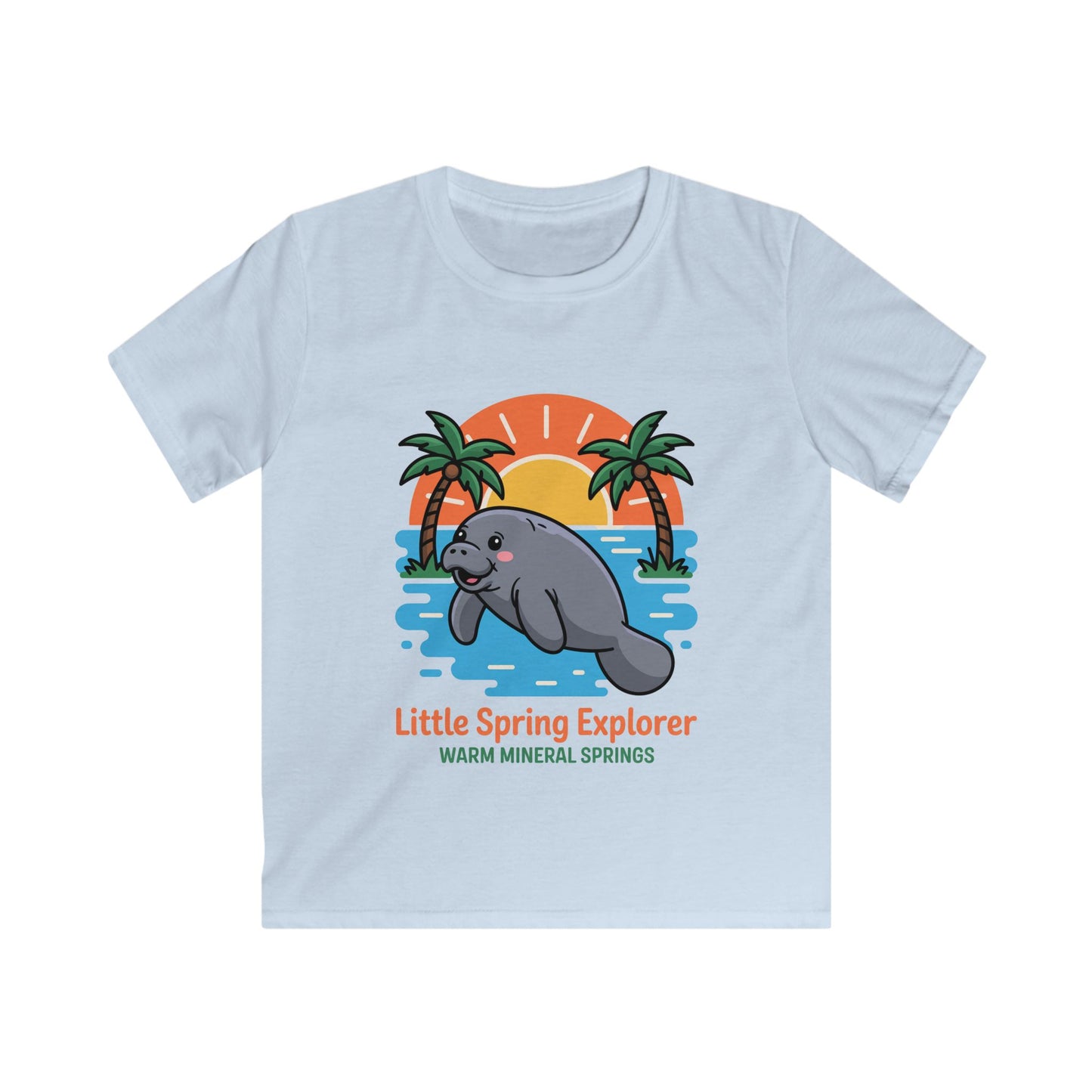 Little Spring Explorer Sunset Manatee Warm Mineral Springs Kids T-Shirt