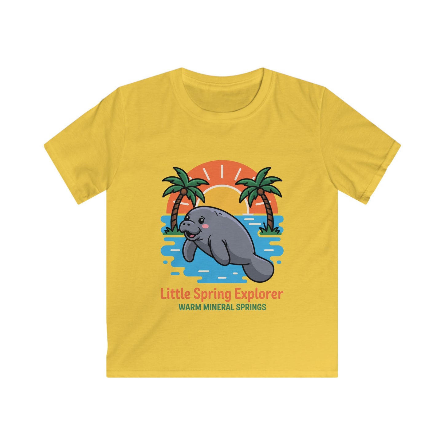 Little Spring Explorer Sunset Manatee Warm Mineral Springs Kids T-Shirt