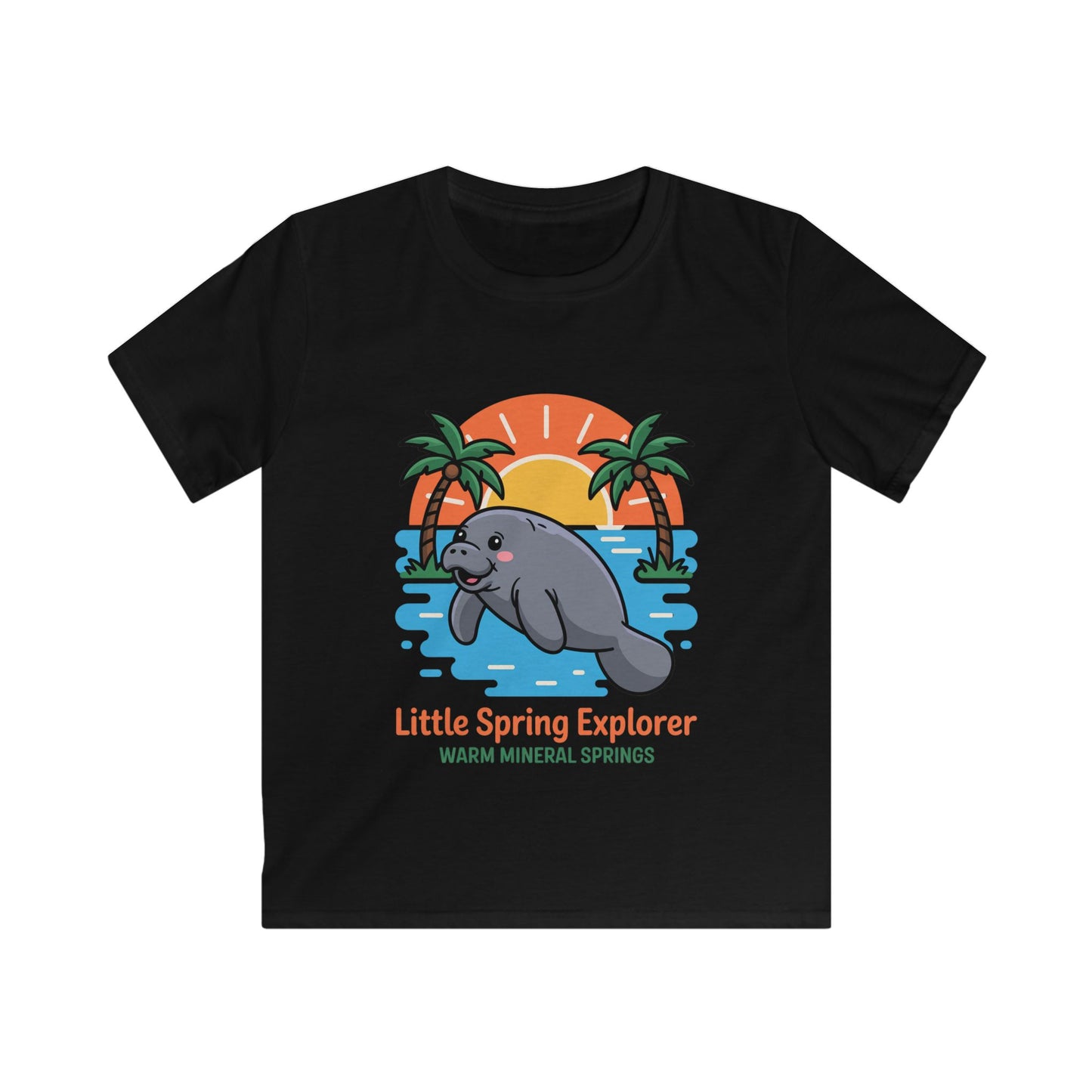 Little Spring Explorer Sunset Manatee Warm Mineral Springs Kids T-Shirt