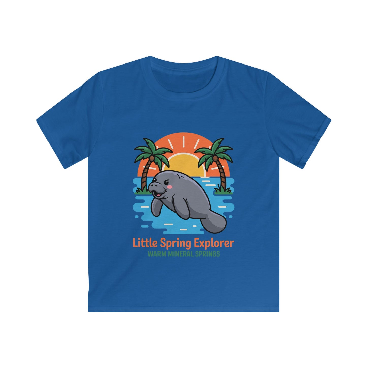 Little Spring Explorer Sunset Manatee Warm Mineral Springs Kids T-Shirt