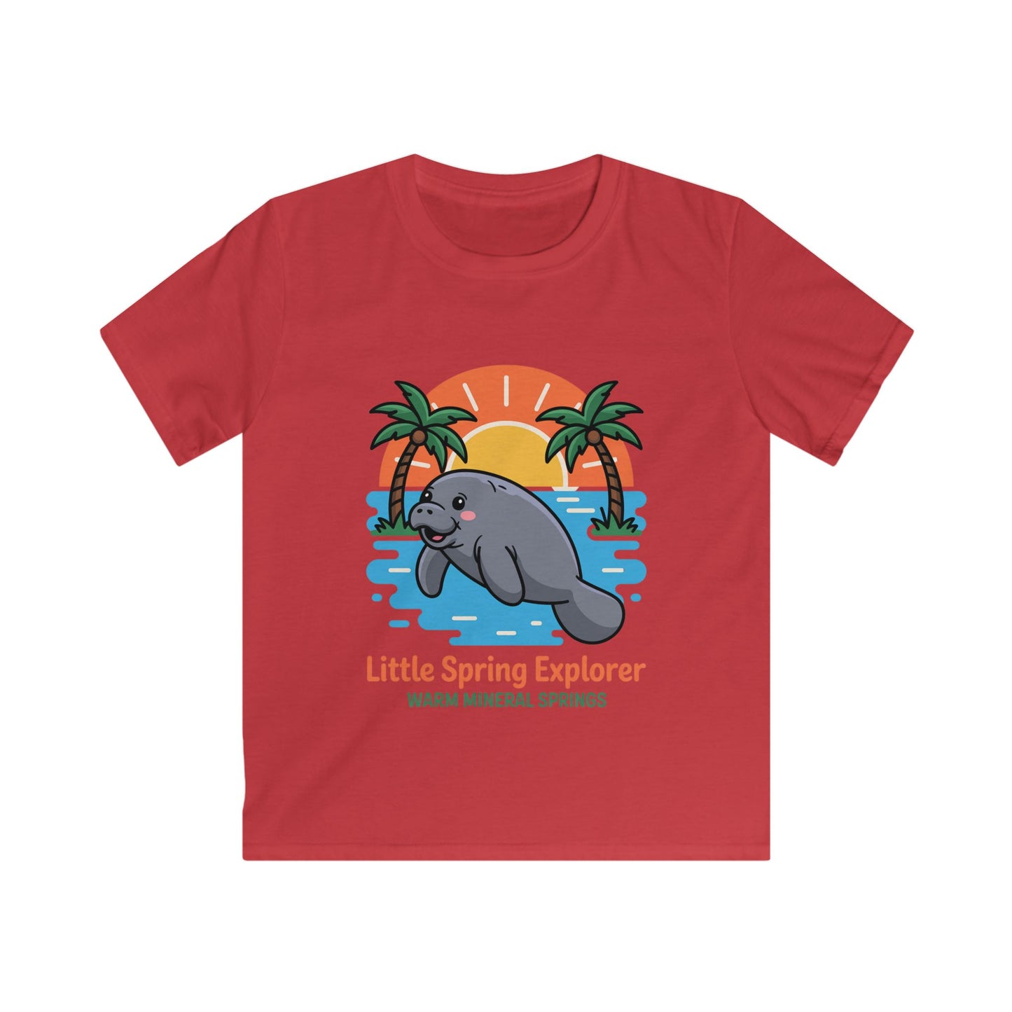 Little Spring Explorer Sunset Manatee Warm Mineral Springs Kids T-Shirt