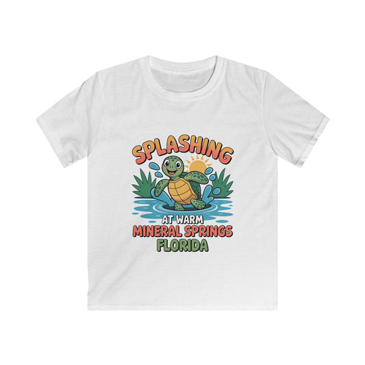 Warm Mineral Springs Splashing Turtle Kids T-Shirt – Florida Souvenir