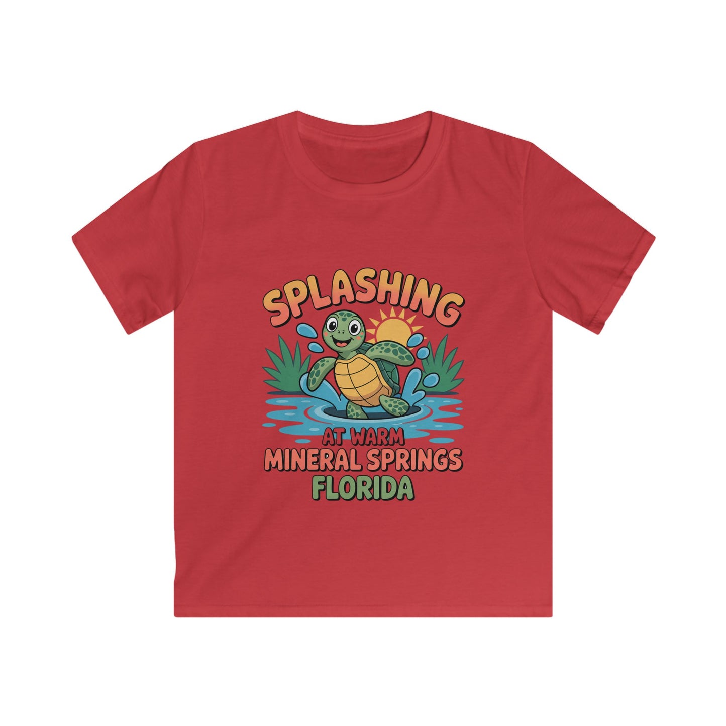 Warm Mineral Springs Splashing Turtle Kids T-Shirt – Florida Souvenir