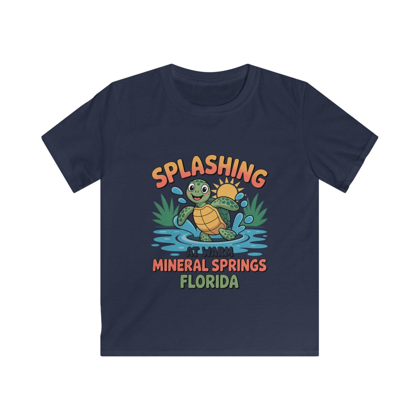 Warm Mineral Springs Splashing Turtle Kids T-Shirt – Florida Souvenir