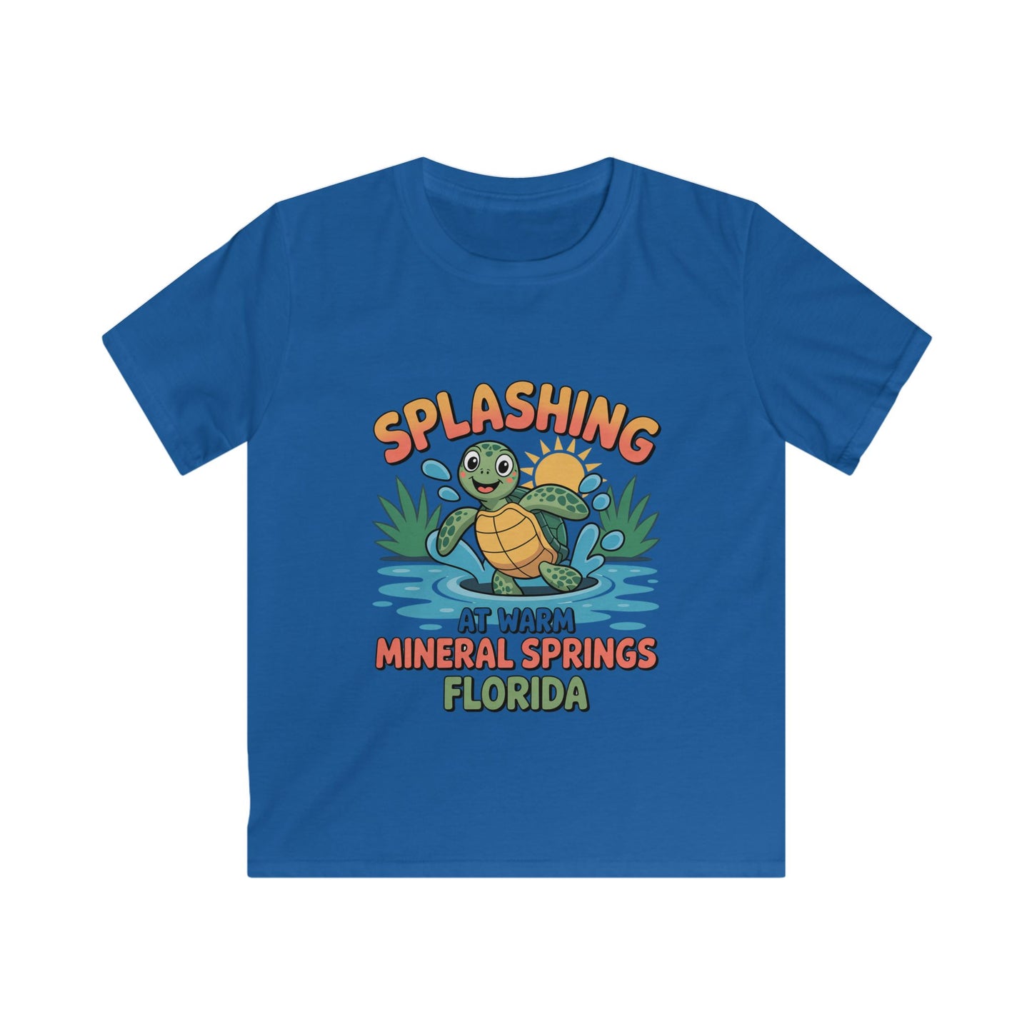 Warm Mineral Springs Splashing Turtle Kids T-Shirt – Florida Souvenir