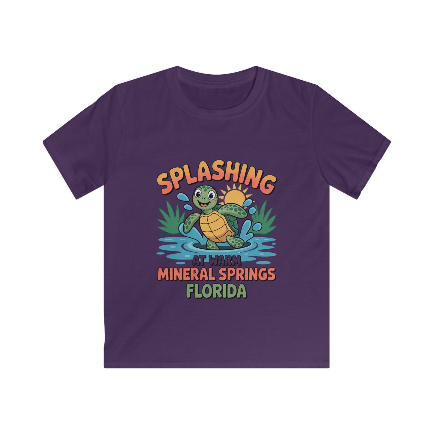 Warm Mineral Springs Splashing Turtle Kids T-Shirt – Florida Souvenir
