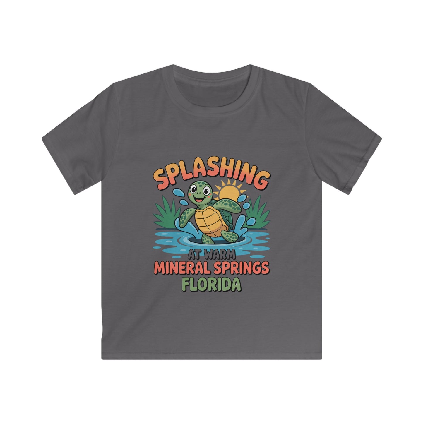 Warm Mineral Springs Splashing Turtle Kids T-Shirt – Florida Souvenir