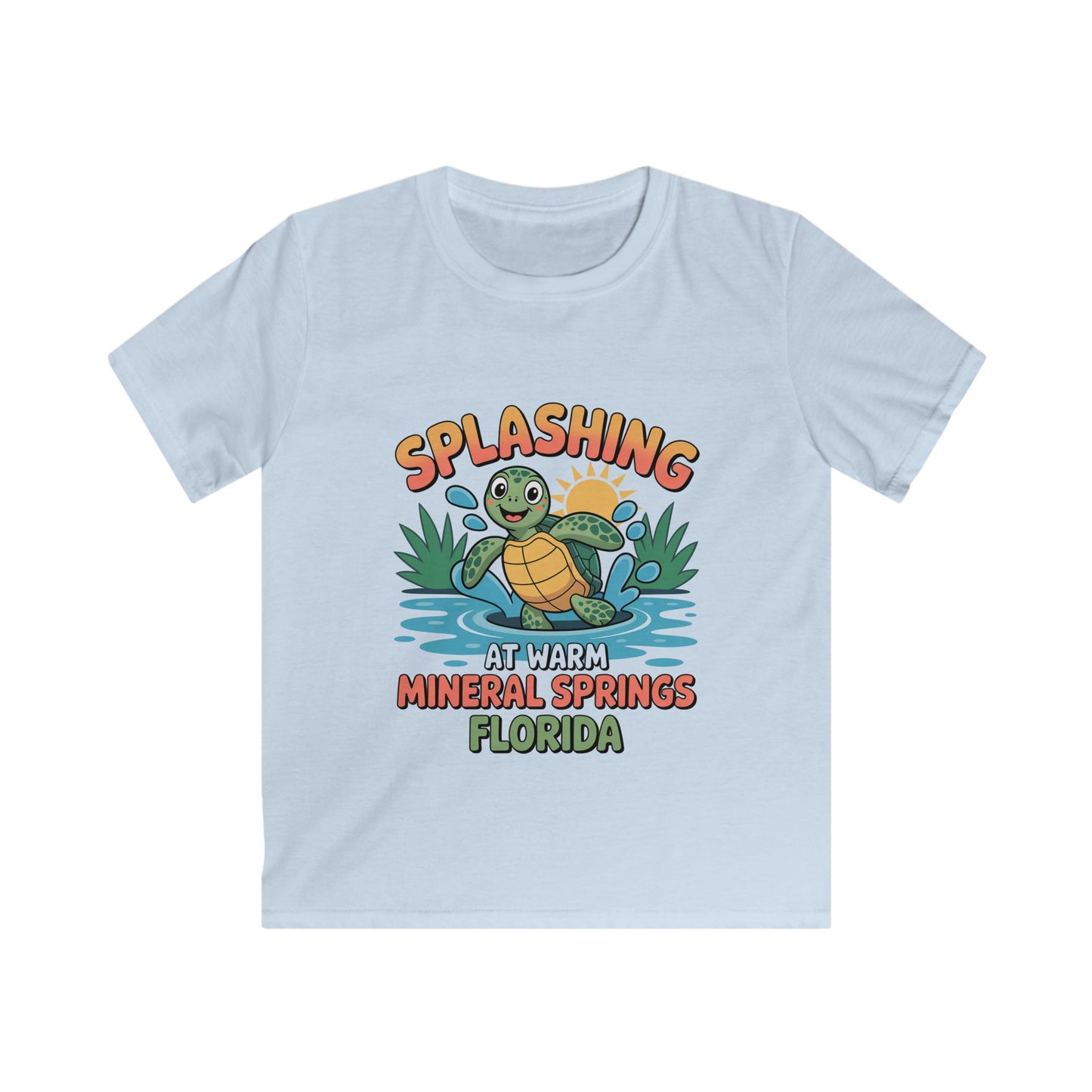 Warm Mineral Springs Splashing Turtle Kids T-Shirt – Florida Souvenir