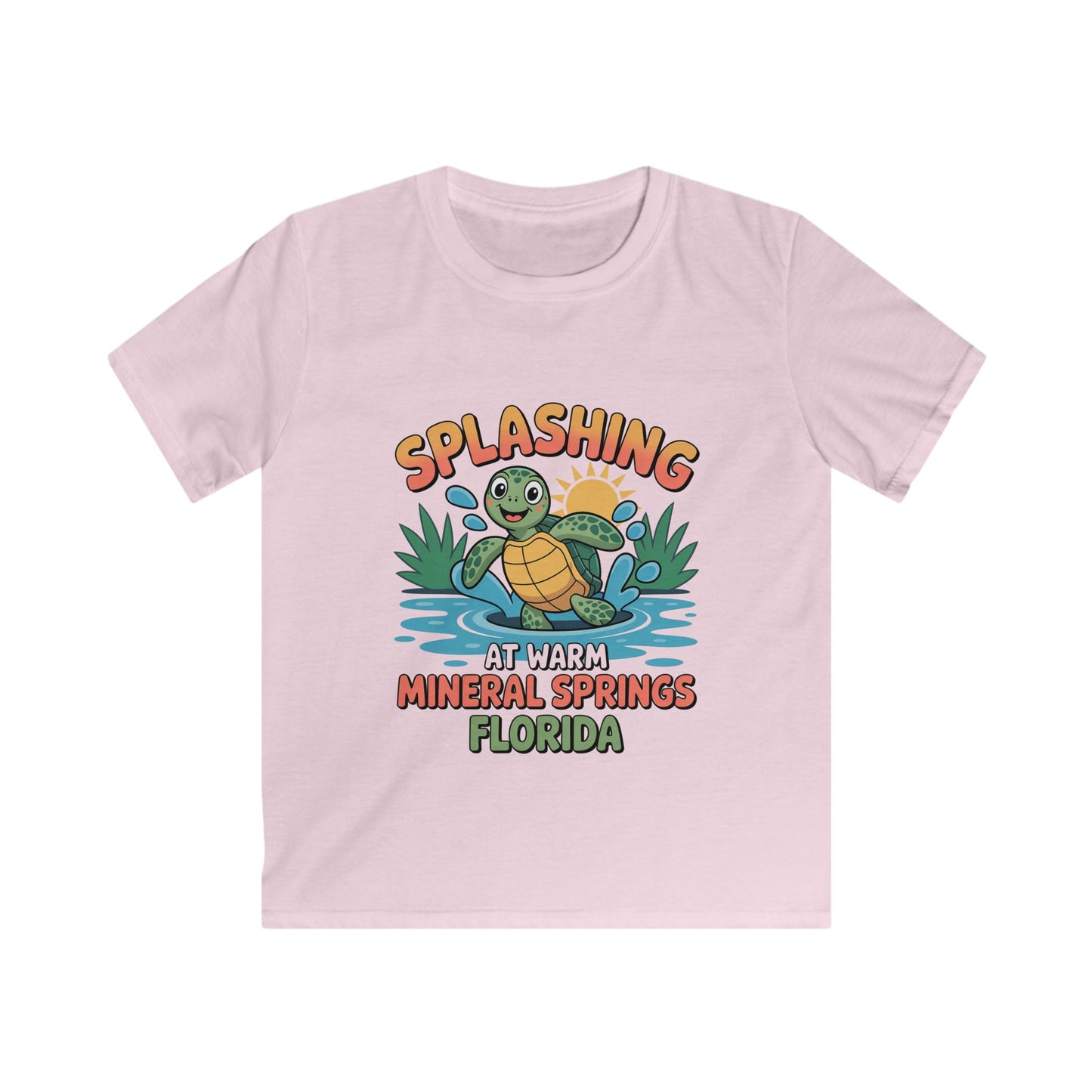 Warm Mineral Springs Splashing Turtle Kids T-Shirt – Florida Souvenir