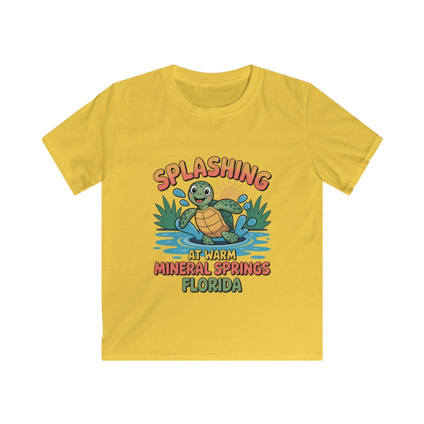 Warm Mineral Springs Splashing Turtle Kids T-Shirt – Florida Souvenir