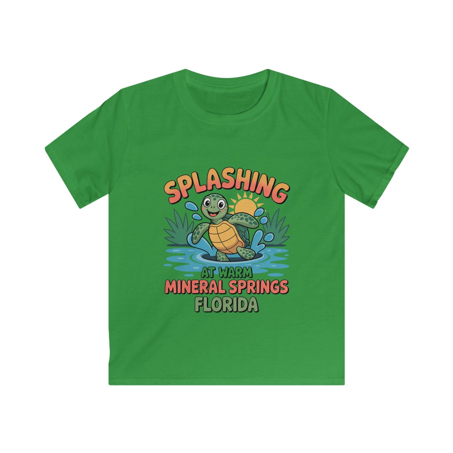 Warm Mineral Springs Splashing Turtle Kids T-Shirt – Florida Souvenir
