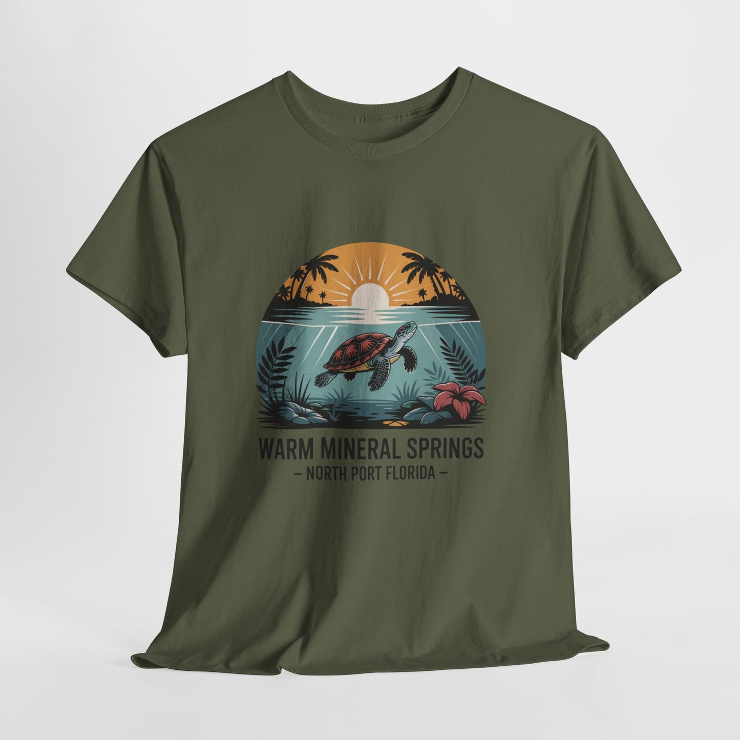 Warm Mineral Springs North Port Florida Sunset Turtle T-Shirt