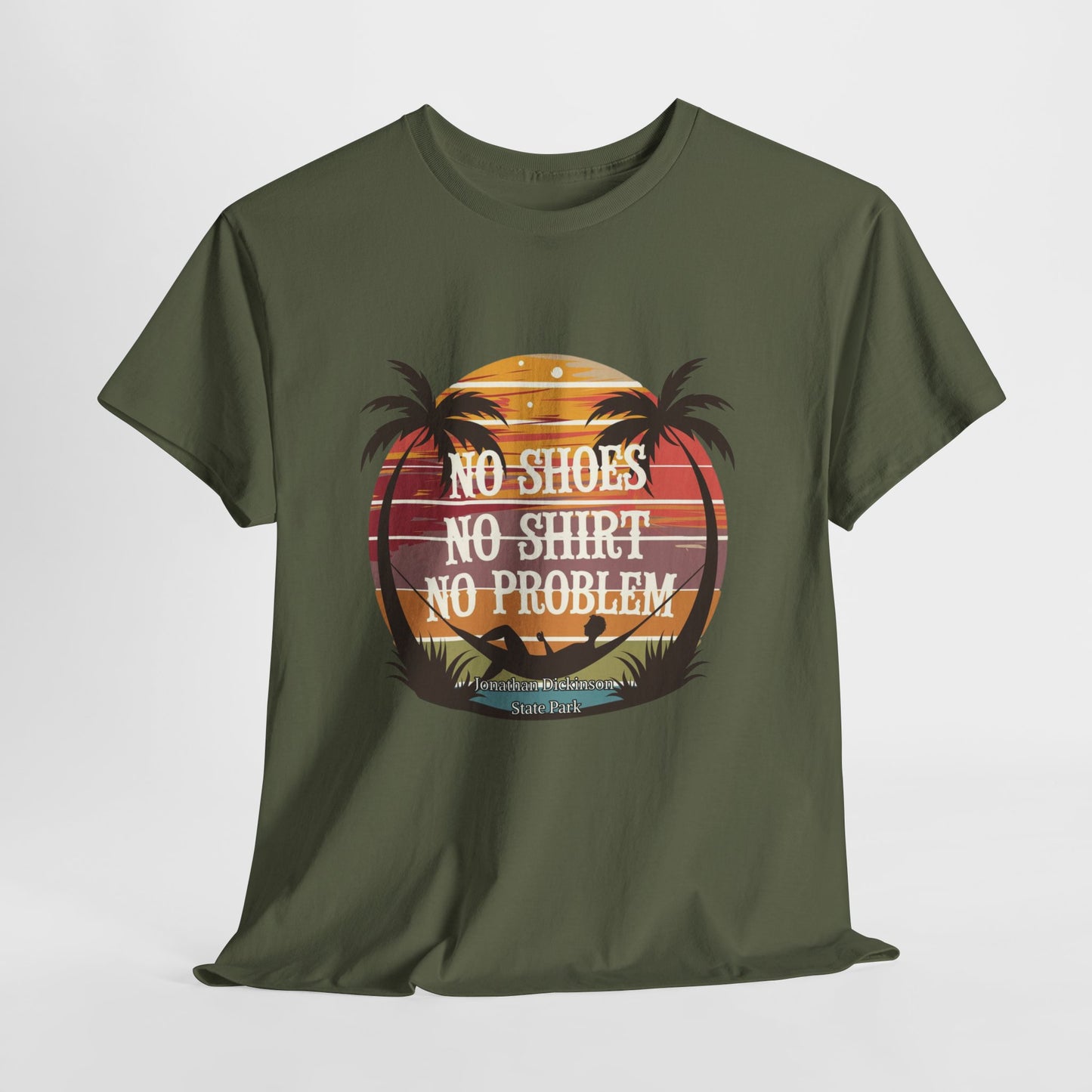 No Shoes No Shirt No Problem T-Shirt – Jonathan Dickinson State Park Relaxed Florida Tee
