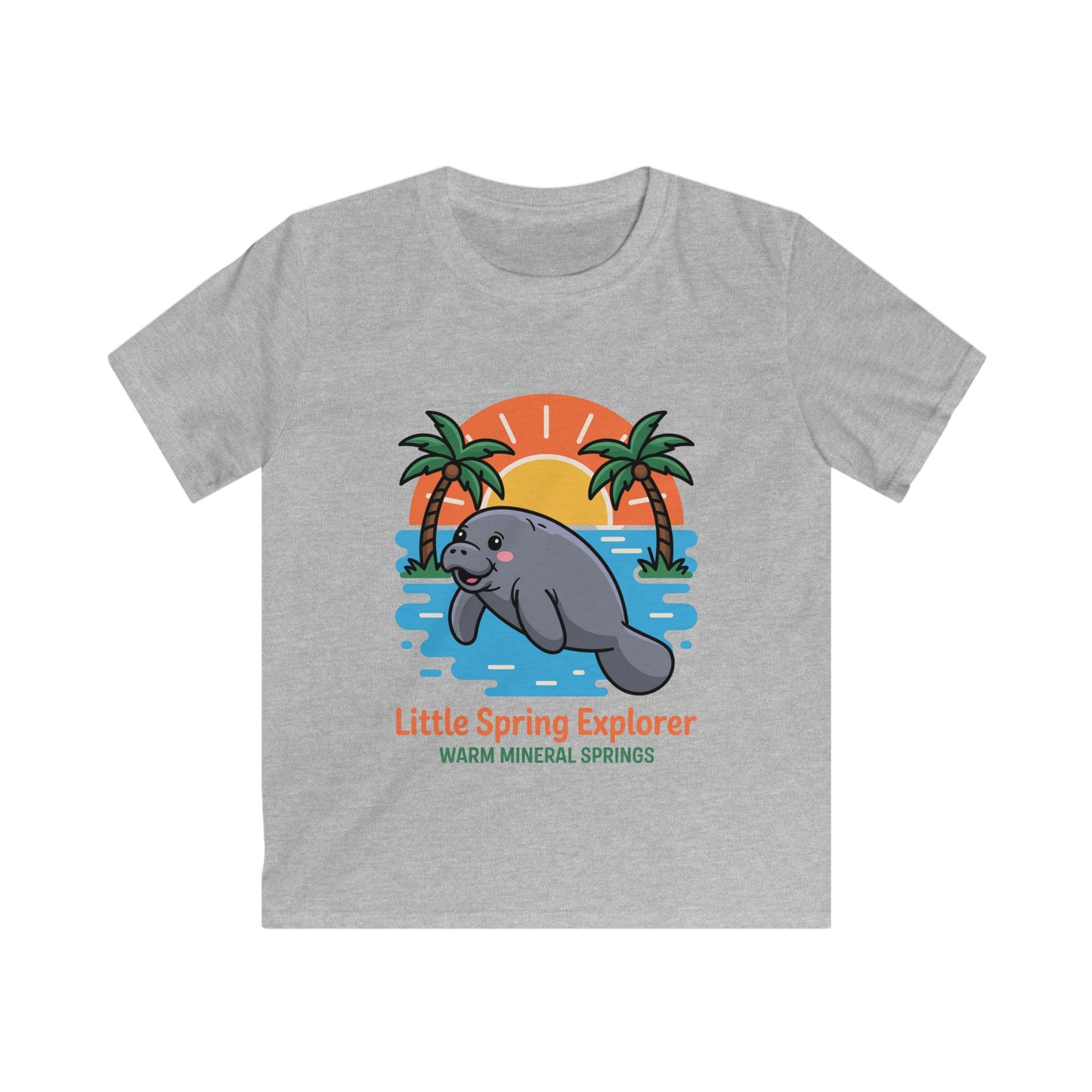 Little Spring Explorer Sunset Manatee Warm Mineral Springs Kids T-Shirt